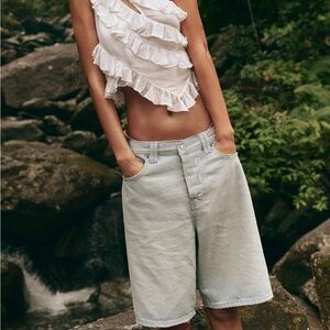 We The Free Beige Denim Shorts